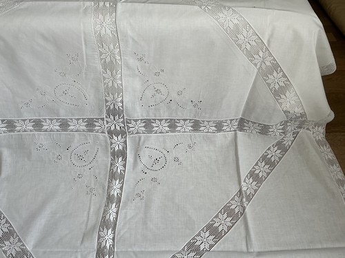 Antike tischdecke richelieu - tischdecke,