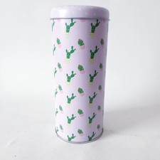 Kaffee Paddose Metalldose Blech rosa mit Kakteen