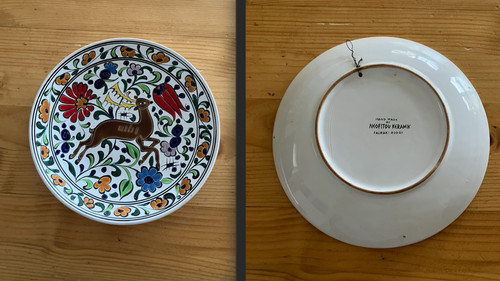 Wandteller hirsch blumen - &,