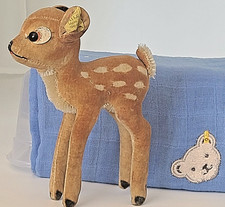 steiff 7414,0 - Bambi Reh Samt hellbraun getupft 14cm stehend 1952 - 1958 KF 1A