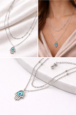 Doppelkette Hamsa Hand Nazar