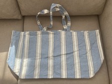 STRANDTASCHE LEINEN BAUMWOLLE | BEACH TOTEBAG BLUE STRIPED