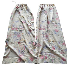 Schöne Vintage Gardinen Vorhänge See-Rosen Blumen Raffband 1,40m x1,30m TOP