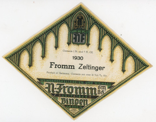 1930s fromm zeltinger wine - 1930s,