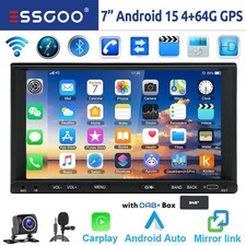 DAB+ 4+64G Android 15 Autoradio Carplay GPS NAVI RDS Bluetooth +Mik Kamera 2 DIN
