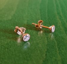 1 Paar Ohrstecker rose Gold Zirkonia weiß farblos gefasst Echt Silber 925 neu