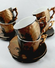 YAMASEN Japan 24 Karat Gold plated Collection Mokkaservice Fine Porcelain 6 Pers