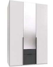 Drehtürenschrank Mugano Kleiderschrank 135x58x206cm weiß graphit Premium (18823)