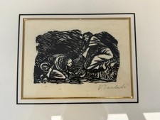 HOLZSCHNITT ERNST BARLACH ELISE KNIEND VOR DER MUTTER