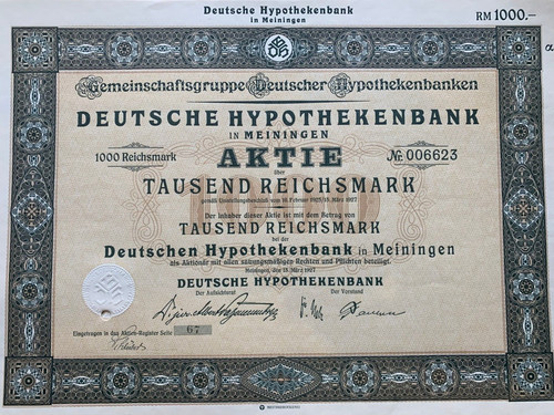 Alte aktie hypothekenbank - alte, dt.