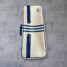 adidas Vintage 70er 80er Koffer Tasche Tennis Retro Weiß/Blau Guter Zustand