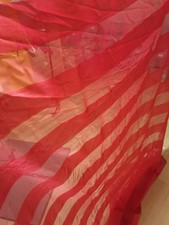 2 Stück Gardinen Vorhänge mit Ösen Bodenlang rot pink gestreift