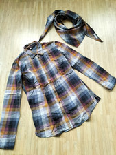 s.Oliver karierte Hemdbluse mit passendem Dreieckstuch, herbstliche Farben 38