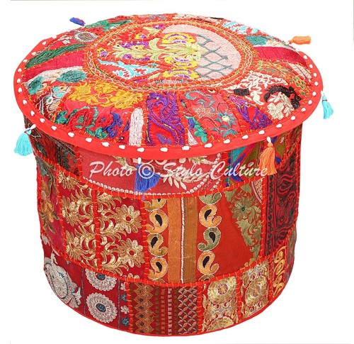 Bohemian pouf ottoman cover - pouf,