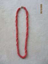 Kette Koralle 4 Strang Kordelkette Verschluß 800 Silber Vergoldet Art Deco