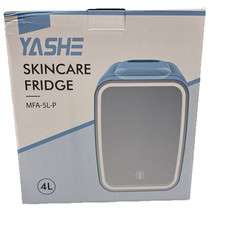 YASHE Mini Kühlschrank LED-Lichtspiegel 4-Liter-Kleinkühlschrank tragbar Blau