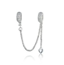 Charm 925 Silber Sicherheitskette Herz - Anhänger für Pandora Armband