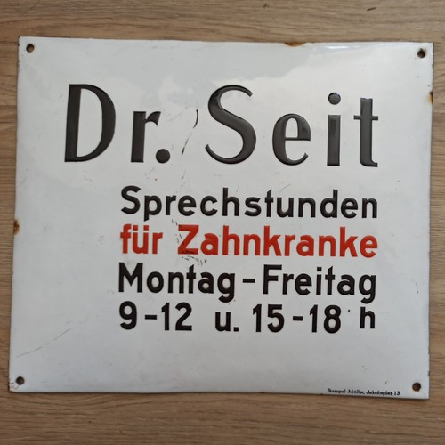 Emailleschild zahnarzt antik - zahnarzt,