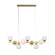 Moderne goldene Pendelleuchte mit Milchglas-Kugeln