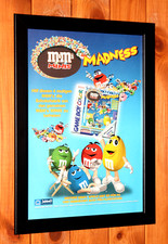 M&M's Mini Madness Game Boy Color Nintendo Vintage kleines Poster Werbeseite gerahmt