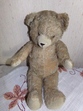 sehr alter Teddybär mit tadelloser Brummstimme, Glasaugen,Fellverlust, DDR?Steif