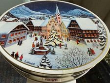 DOSE,Weihnachtsdorf Motiv+sehr süß,Trumpf Pralinen Dose,23x19x6cm,238 Gramm