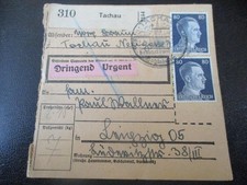 #945 Paketkarte aus TACHAU nach Leipzig