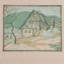 Farbholzschnitt Landschaft