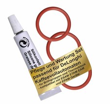 Pflegeset 3x Dichtung und 1x Silikonfett passend für DeLonghi Kaffeevollautomat