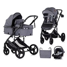 B-Ware Chipolino Kinderwagen 3 in 1 Amore Babyschale Adapter grau gemustert