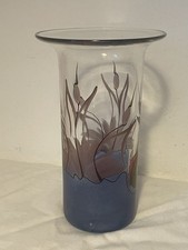 Schöne Glas Vase Blau bemalt limitiert ca. 17 cm aus Nachlass