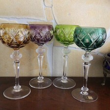 4 Kristallgläser Wein/Römergläser WMF -Cristal Cabinet ca.21,2cm-bunter Überfang