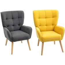 HOMCOM Sessel Wohnzimmer Loungesessel Relaxsessel mit Holzbeine, Samtoptik