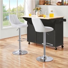 2er Barhocker Set Verstellbare Küchenhocker Drehbar Polsterhocker Weiß wie Neu
