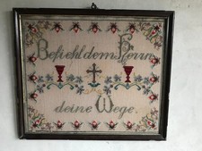 altes Stickbild im Kreuzstich