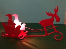 Teelicht Weihnachtsdeko Schlitten mit Weihnachtsmann aus Metall