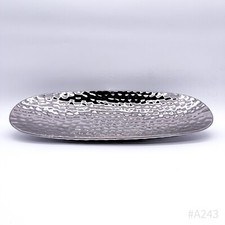 Aluminium Dekotablett Dekoschale Tablett Schale gehämmert, silberfarben 15x40cm