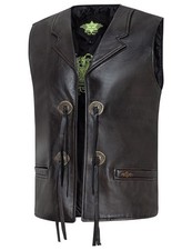 Stars & Stripes Herren Weste Leder Cowboy Country Style »BONANZA« Braun