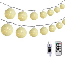 DeepDream Baumwollkugeln Lichterkette, 5M 20 LED Dimmbar Cotton Ball Lichterkett