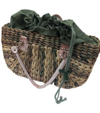Kleine Sommertasche Strandtasche Einkaufskorb khaki-grün