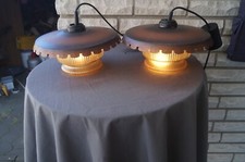 2 ältere Kupferlampen mit Glasschirm