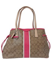 COACH Umhängetasche Groß Damen Tasche hellbraun-neonpink-weiß Casual-Look