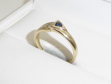 585 Gelbgold 14K Gold Ring Saphir Diamant Verlobungsring RG 56 - 17,8 mm 9788