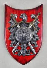 Mittelalterliches Wappenschild m. Adler und Schwertern auf Holz Deko Brieföffner