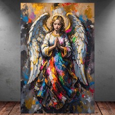 LEINWAND BILD ER XXL ABSTRAKT FRAU ENGEL GRAFFITI BUNT MODERN WAND POSTER P1932