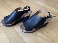 H & M Wedges 38 Leder schwarz gebraucht