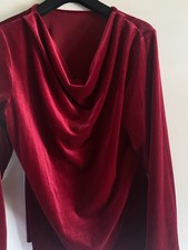 Damen Samt Shirt Wein- Rot