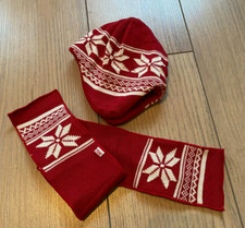TCM Kinder Set Mütze Schal Strick Gr. 86 - 116 rot weiß Tchibo Norweger Fleece