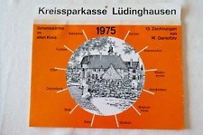 Alter Kalender 1975 Kreis Sparkasse Lüdinghausen, 50 Jahre, Geburtstag, 12 Zeich