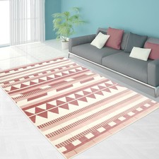 Teppich Kurzflor Modern Pastell Rosa Zickzack-Chevron Muster Wohnzimmerteppich
